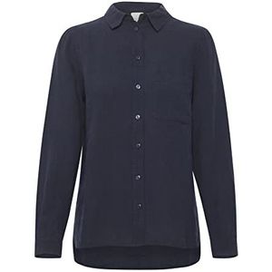 Part Two Part Two Damesshirt Button Up Regular Fit Lange Mouwen Collar Shirt Dames, Nachtblauw.