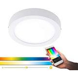 EGLO Connect LED plafondlamp Fueva-C, Smart Home plafondlamp, materiaal: gegoten metaal, kunststof, kleur: wit, Ø: 22,5 cm, dimbaar, wittinten en kleuren instelbaar