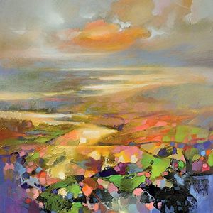 Art Group The Scott Naismith Highland Terrain kunstdruk op canvas, katoen, meerkleurig, 1,8 x 85 x 85 cm