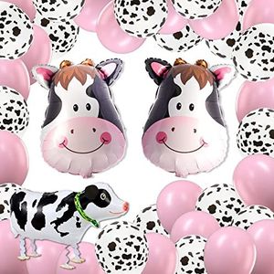PartyWoo Koe ballon heliumkoe, koe ballonnen, roze ballon, lichtroze ballon, koe ballon, mylar-ballon voor boerderij, decoratie verjaardag dieren, decoratie verjaardag boerderij
