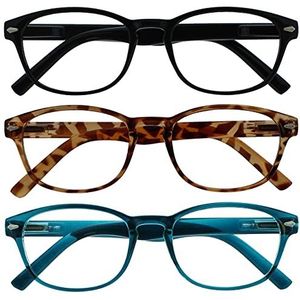 UV Reader Lunettes de Lecture Spécial Set de 3 Mélangé Offre Mer Bleu Brun Écaille Noir Femmes Hommes RRR76-123 +2,00