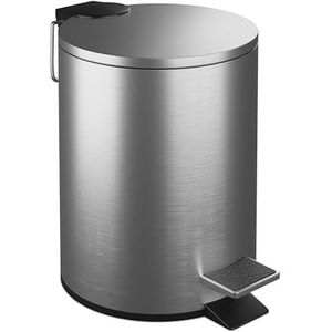 Relaxdays badkamer prullenbak - 3 l - rvs - softclose - binnenemmer - toilet