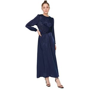 Trendyol Damesjurk, maxi-jurk, A-lijn, regular geweven, modieuze avondjurk, marineblauw, 36, Navy Blauw