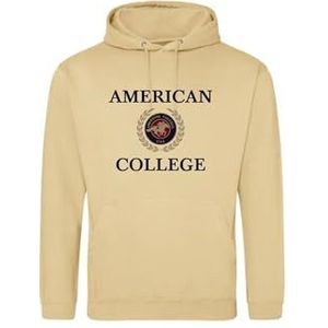 AMERICAN COLLEGE USA Sweatshirt met capuchon, uniseks, volwassenen, mannen en vrouwen, uniseks sweatshirt met capuchon (1 stuk), Beige, M