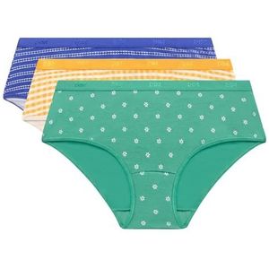 DIM Les Pockets katoenen kleuren en motieven, 3 boxershorts voor dames (3 stuks), blauw/groen/oranje