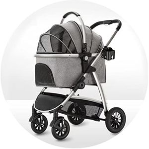 JUEMISSA Pet Carts Dog and Cat Carts Out-of-Home Pet Cages Detachable Trolleys Outdoor Folding Pet Carts (Color : Gold Size : 81 * 60 * 102cm) (Light Gray 81 * 60 * 102cm)