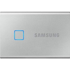 SAMSUNG T7 Touch 2TB draagbare SSD harde schijf - tot 1050 MB/s - externe SSD USB 3.2 harde schijf, zilver (MU-PC2T0S/WW)
