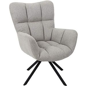 THE HOME DECO FACTORY Draaibare fauteuil, polyester, grijs, 72 x 93 x 67 cm