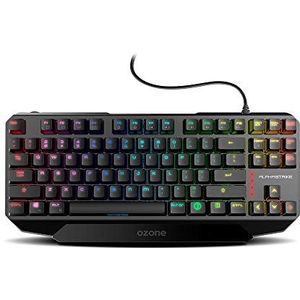OZONE ALPHA STRIKE Gaming Keyboard - OZALPHASSTRIKESP mechanisch toetsenbord, Outemu-rode schakelaar, RGB-LED-verlichting, stil, digitaal, SP-lay-out, zwart