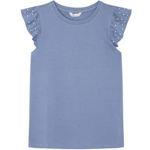 Springfield Camiseta Dames Gebreide Parels Ruches (1 stuk), MEDIUM_BLUE, L