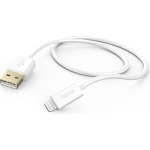 Hama iPhone USB-A Lightning-kabel (oplaadkabel/gegevensoverdracht/data, USB-A 2.0 stekker naar Lightning, 1,5 m, MFI-gecertificeerd, 480 Mbps, iPad/iPhone 13/12/11/XS/XR/X/8/7/7+/6s/6/5/SE2020) wit