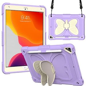 iPad 2019 2020 2021 10,2 inch iPad 7 8 9 generatie vlinderclip met draagriemen houder valbescherming siliconen hoes