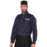 Boland - Politiehemd voor heren, politieagent, shirt met lange mouwen met borduurwerk, officier, commissaris, uniform, kostuum, carnaval, themafeest