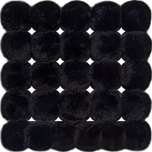 BQTQ 26 stuks pompons van imitatiebont met elastische lus voor hoeden, sleutelhangers, sjaals, handschoenen, tassen, accessoires, zwart
