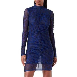 HUGO Nikau damesjurk slim fit van zacht mesh met kleine opstaande kraag, open Miscellaneous990, XL, open miscellaneous990