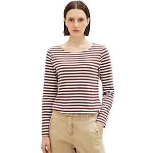 TOM TAILOR damesshirt met lange mouwen en strepen, 34059 - Druif Offwhite Stripe