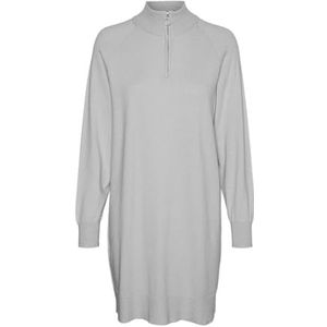 VERO MODA Vmhappiness Ls Highnck Robe zippée Ga Boo pour femme, Gris clair chiné, XL