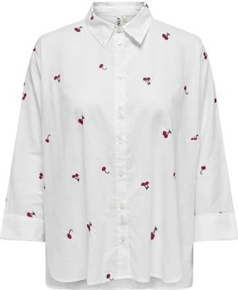 Onlnew Lina Grace Ls Emb Shirt Noos WVN, stralend wit, XXL, Helder wit