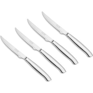 Arcos Steak tafelmessen set 4-delig (4 messen) - eendelig eendelig roestvrij staal zilver kleur