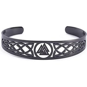 Nordic Viking armband voor heren, met Keltische knoop, manchetarmband, roestvrij staal, rune, heidens Keltisch amulet, cadeau voor mannen en vrouwen, Geen edelsteen