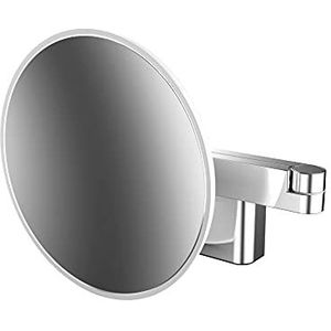 Emco Evo LED make-upspiegel en scheerarm met dubbele gewrichten, ronde cosmetische spiegel met wandverlichting, dimbare vergrotende spiegel (5 vakken)