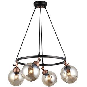 Homemania Hanglamp slot, staande lamp, lamp, zwart, koper metaal, glas, 52 x 52 x 95 cm 1433-74-04