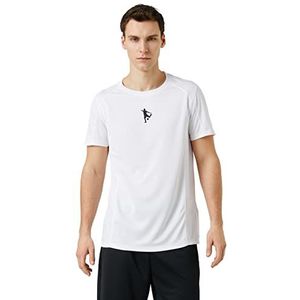 Koton T-shirt à manches courtes et col ras du cou pour homme, Blanc (000), XXL