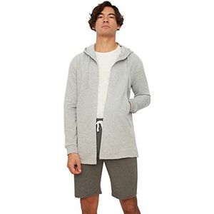 Trendyol Cardigan en tricot à capuche standard régulier pour hommes Pull, gris, S