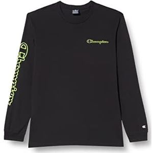 Champion Legacy Neon Spray Contrast Logo L/S shirt met lange mouwen, heren, zwart, M, zwart.