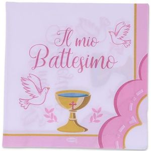 Graziano, Papieren servetten, doop roze, 20 servetten, formaat 33 x 33, buffet desserts party
