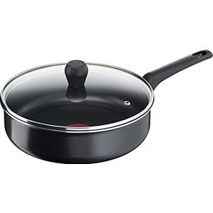 Tefal B55532 Easy Cook & Clean stoofpan - 24 cm - met glazen deksel - anti-aanbaklaag - veilig - thermosignaal - stabiele bodem - meetschaal - zacht koken - zwart