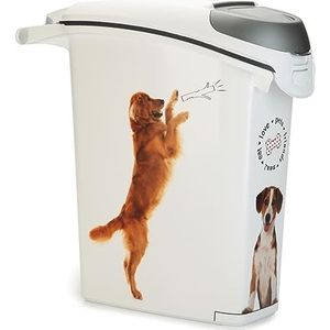 CURVER container voor honden, 10 kg/23 l, groot, luchtdicht, geurremmend, voor hondenvoer, met handgrepen, 23 x 50 x 50 cm, wit