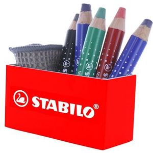 STABILO MARKdry Markeerstift - Magneethouder x 5 viltstiften voor leisteen en whiteboards + 1 Markdry doek