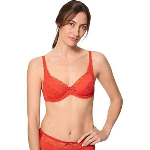 Playtex Flower Elegance Damesbeha met beugel van kant, 1 stuk, rood, 90B, Rood