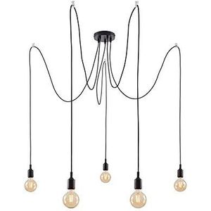 Paulmann Neordic 50389 Ketil hanglamp, 5 lampen, spin, max. 5 x 60 W, hanglamp zonder lamp, zwart, plafondlamp, siliconen, metaal, E27