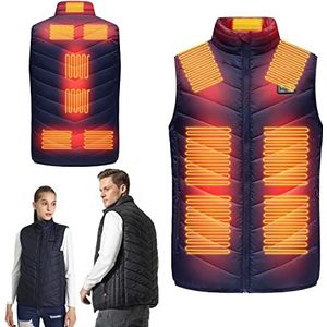 Mrrihand Elektrische verwarmde jas met 9/13/17 verwarmde zones, verwarmd vest voor heren en dames, 3 temperatuurniveaus, USB-oplaadjas, verwarmde kleding (powerbank niet inbegrepen), blauw - 13