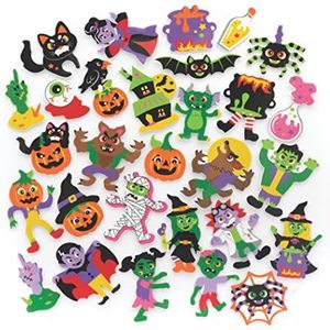 Baker Ross FE734 stickers voor kinderen, schuim, Halloween-motief, 200 stuks, stickers voor kinderen, scrapbooking, accessoires, creatieve vrije tijd kinderen