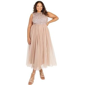 Maya Deluxe Midaxi Damesjurk Frosted Pink, Blush Taupe