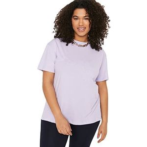 TRENDYOL Trendyol Standaard casual T-shirt met ronde hals voor dames, dameshemd (1 stuk), Paars.