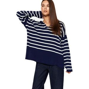 Trendyol Basic oversized gebreide trui met polokraag voor dames (1 stuk), Navy Blauw