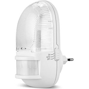REV Nachtlampje – led-nachtlampje met bewegingsmelder voor stopcontact, 110 °/5 m, schakeltijd 1 min of continu gebruik, wit