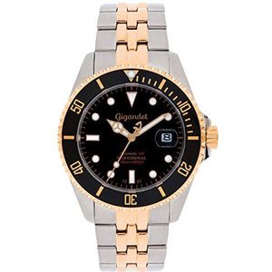 Gigandet Sea Ground herenhorloge, automatisch, analoog, zwart, goud, rood, G2-020, zwart, armband, zwart., armband