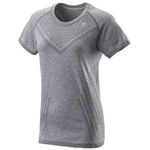 Wilson PWR SMLS CREW dames T-shirt met korte mouwen nylon/polyester/spandex, grijs.