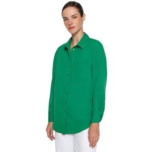 Trendyol Overhemd met lange mouwen voor dames in grote maten, Emerald Groen