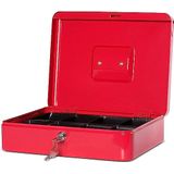 MAUL Geldcassette 4 van staal, afsluitbaar, 30 x 25 x 8,7 cm, draagbare kist met 2 sleutels, te gebruiken als spaarpot, kleine kluis, geldcassette, kassalade, rood