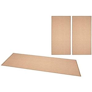 BT Carpet Fijne lussen Uni bedomranding Beige 67x140 (2) 67x250 cm