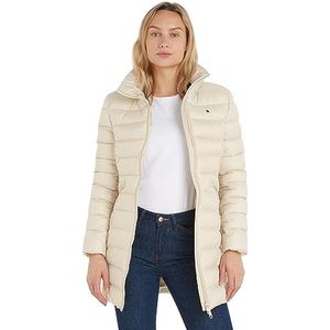 Tommy Hilfiger Mw Global Gestreepte gewatteerde jas Dames gevoerde jassen, Klassiek beige