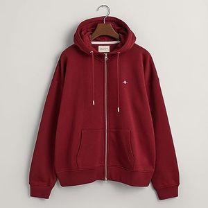 GANT Rel Shield Zip Hoodie Dames Hoodie, Rood geplumpt