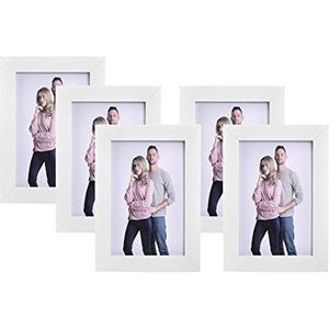 SONGMICS fotolijstenset van 5, 10 x 15 cm, fotolijst met glasplaat, lijst wit RPF35WT