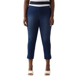 Ulla Popken Pantacourt Sienna en jersey pour femme - Coupe étroite - Avec fentes à l'ourlet - Bleu - Taille 44, bleu, 44